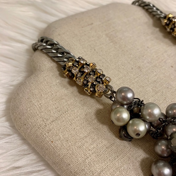 Stella & Dot Isadora Hematite Pearl Bib Necklace - Picture 4 of 5